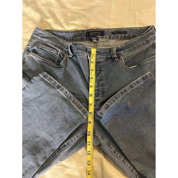 Charter Club 14 Petite womens blue jeans Lexington straight stretch DISTRESSED - Picture 7 of 12